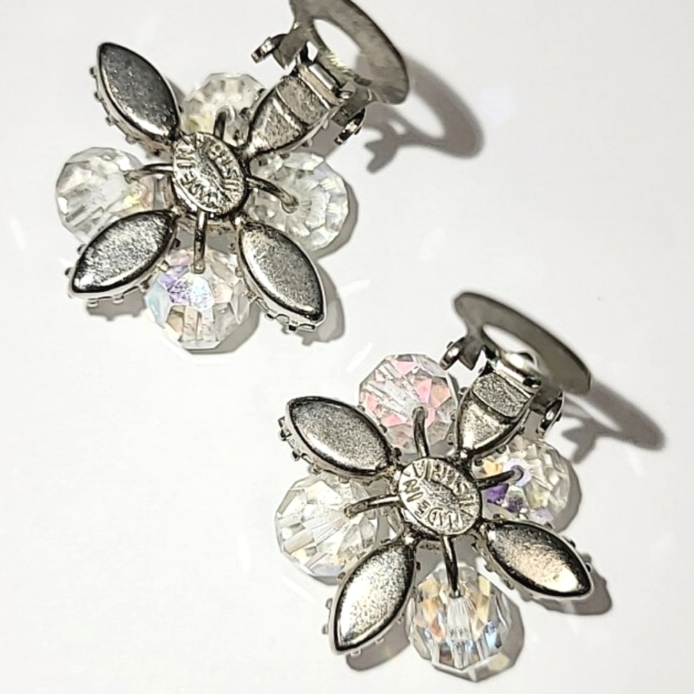 AUSTRIAN CRYSTAL & AB RHINESTONE CLIP EARRINGS - Picture 5 of 8